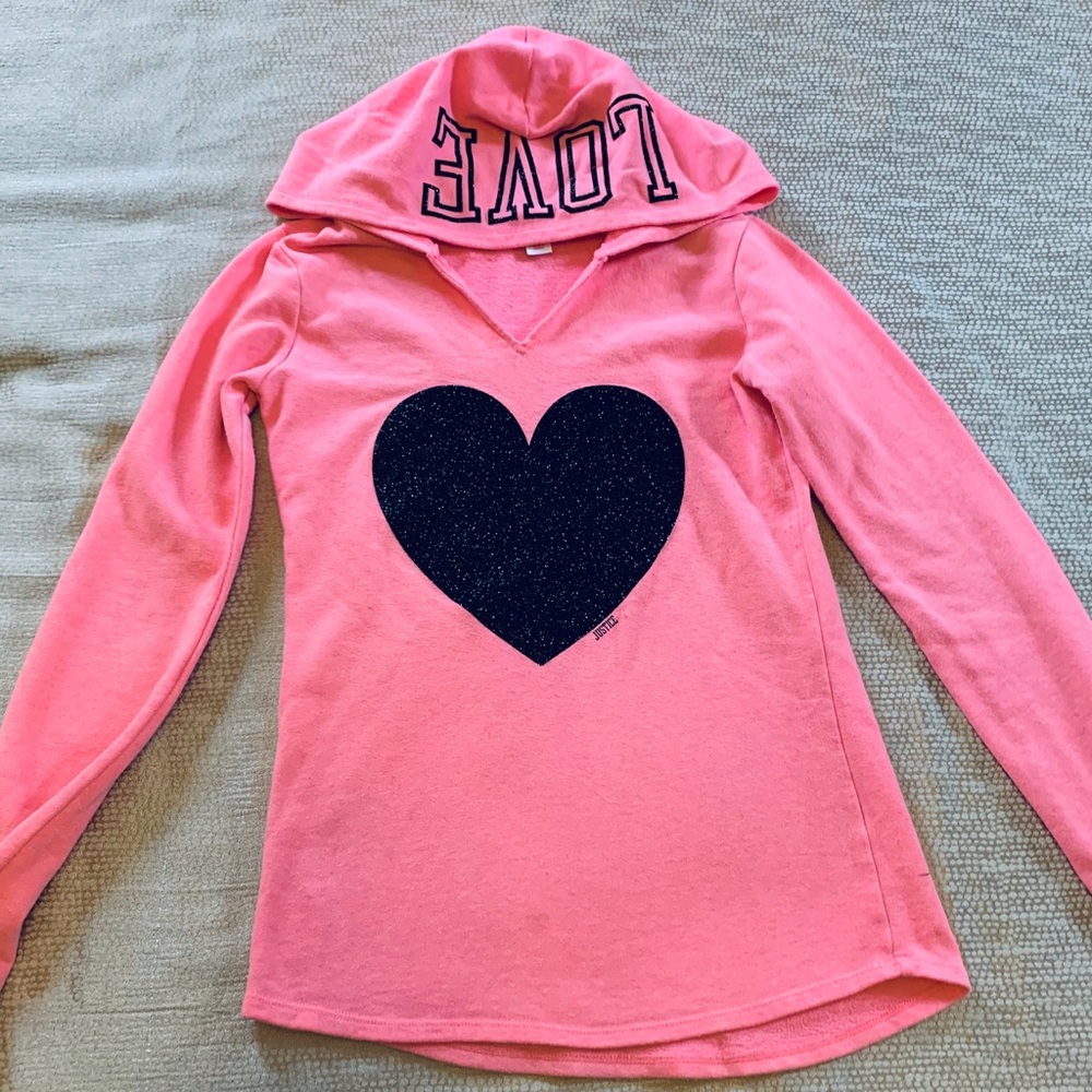 Justice Cotton casual Sweater with hood.